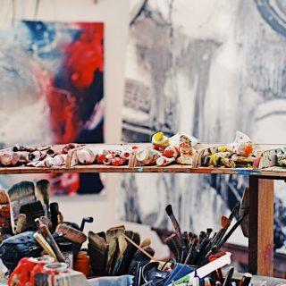 jeff muhs studio artist painting paint brushes