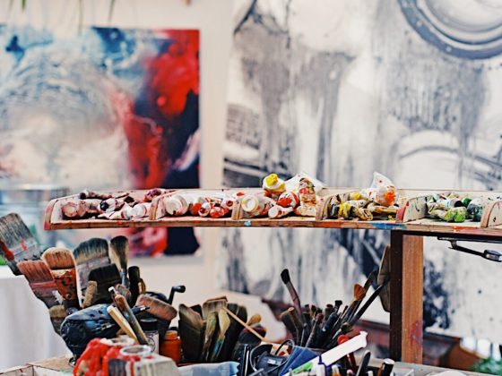 jeff muhs studio artist painting paint brushes