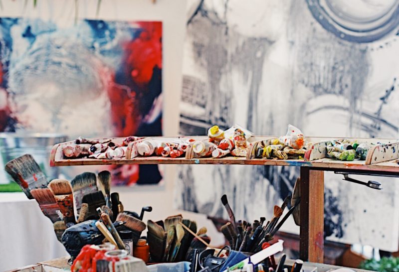 jeff muhs studio artist painting paint brushes