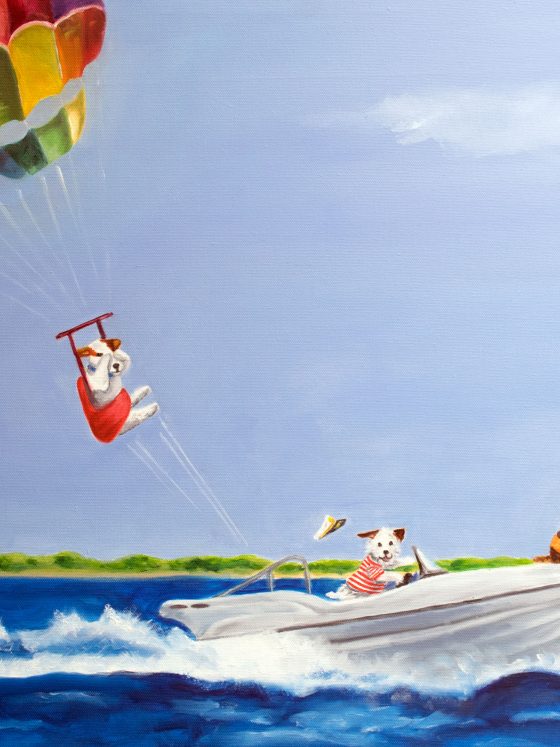 Art artist carol luz jack russel dogs dog portrait oil canvas artwork pets