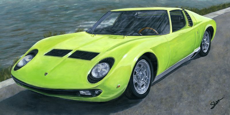 art artist vehicles painting acrylic female cars sports classic realistic