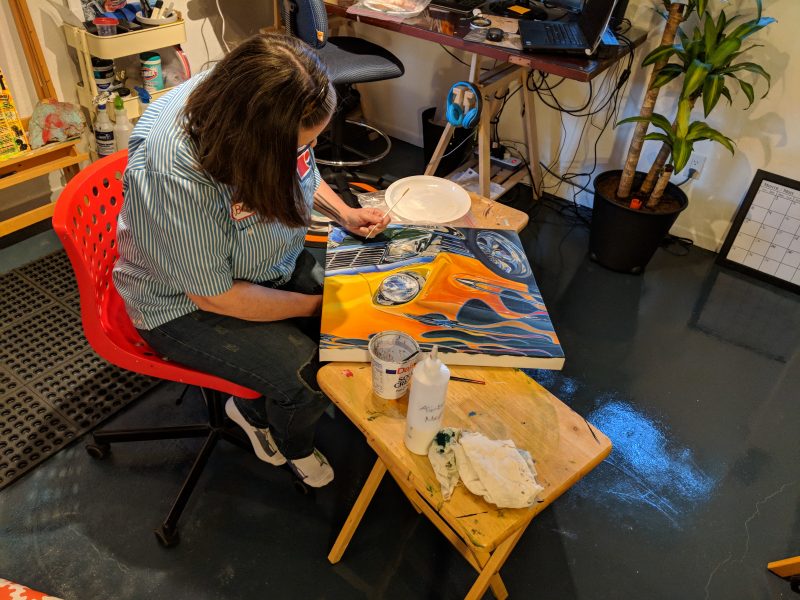 art artist vehicles painting acrylic female cars sports classic realistic