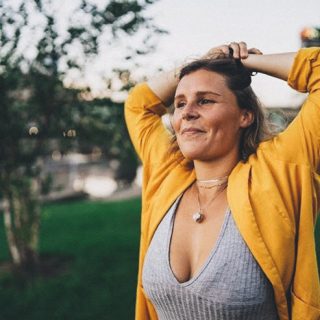 Girl Yellow Jacket Smiling Woman