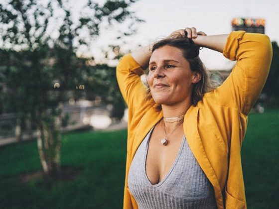 Girl Yellow Jacket Smiling Woman