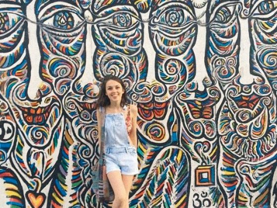Girl woman portrait colorful wall graffiti