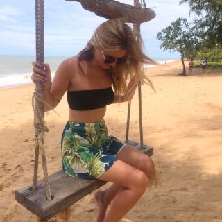 girl vacation smile blonde woman